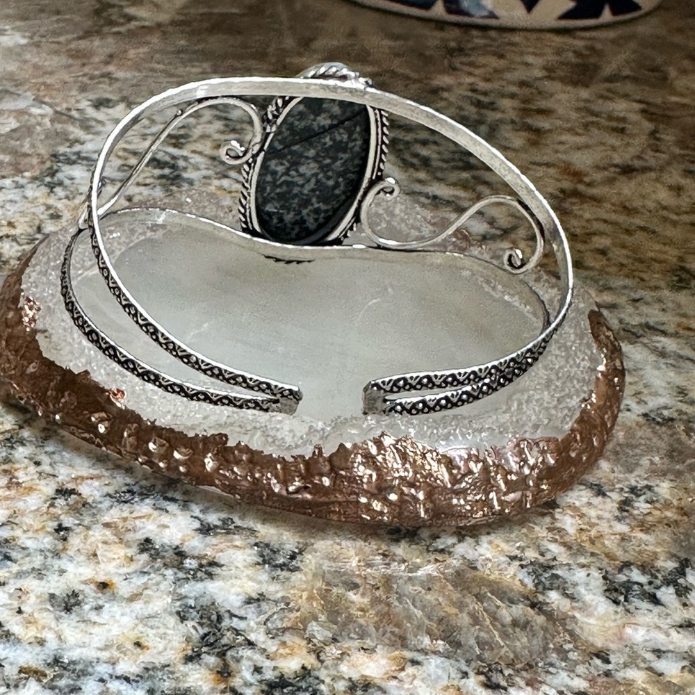 Silver Merlinite Stone Cuff Bracelet - Picture 3 of 4